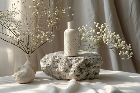 美丽花盆美丽石头上的花瓶背景
