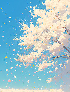 盛开的美丽樱花油画背景图片