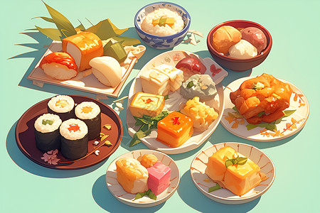 美味可口的寿司背景图片