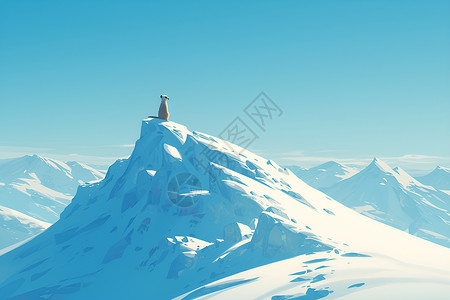 山顶餐厅雪山山顶的动物插画