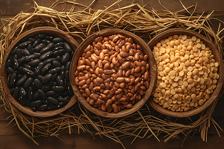 稻草堆里的杂粮背景图片