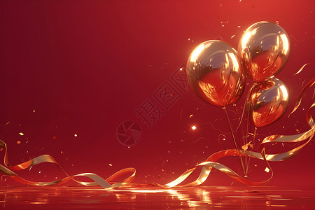 节日多彩气球庆典上的金色气球插画