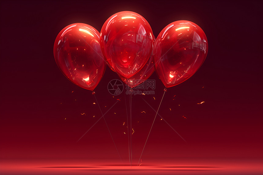 灯光下的红气球图片