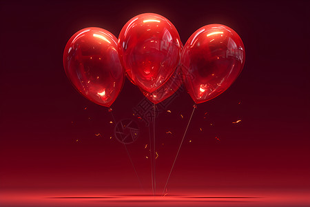 庆典高级灰气球灯光下的红气球插画