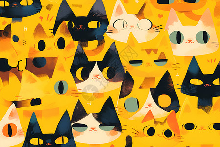 五彩斑斓的猫咪们背景图片