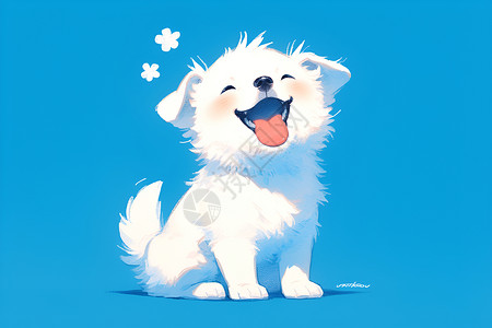 白色狗狗可爱搞怪的白色小狗插画