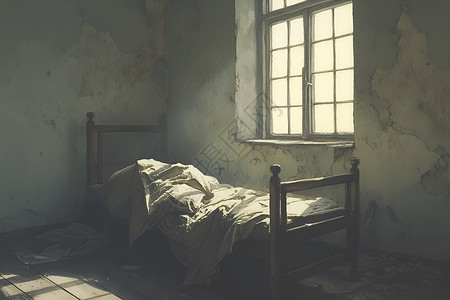 朽败房间的床高清图片