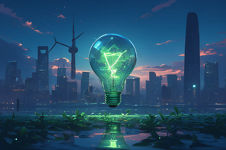 科技之帆绿色能源之光插画