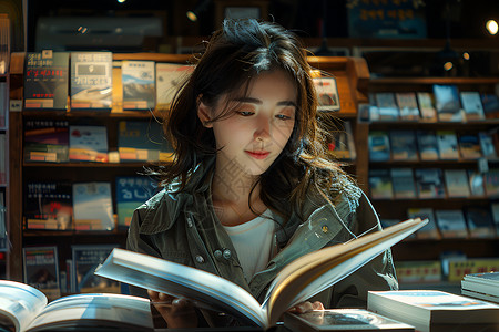 学习的女孩翻阅书籍的女性背景