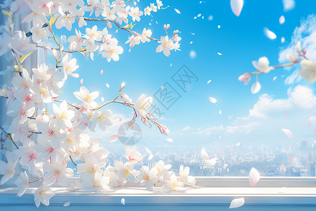春日樱花盛开背景图片
