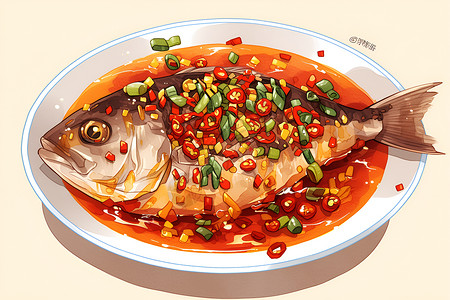 美味的川菜蒸鱼背景图片