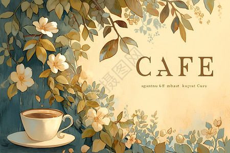 中元节标志设计咖啡与艺术的糅合插画