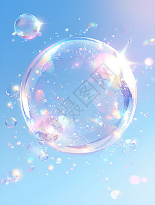 气泡中的素材沐浴在阳光中的泡泡插画