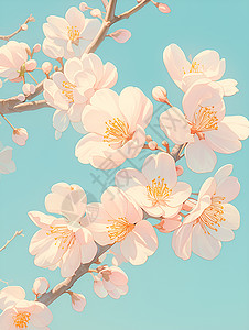 清新的桃花盛开背景图片