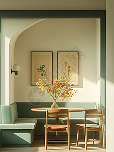 现代餐厅家居陈列室内设计自然之美室内设计插画