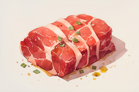 牛排调味食材块肉插画艺术插画