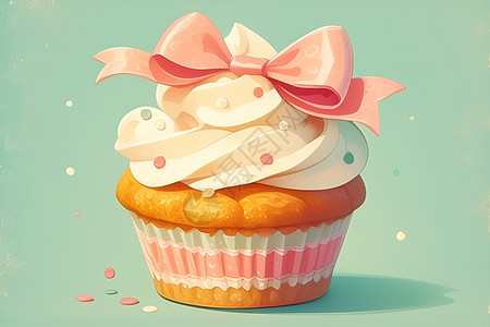 纸杯蛋糕衬垫装饰的蝴蝶蛋糕插画