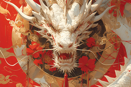 东方神话绚丽色彩的龙插画