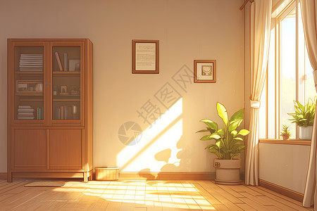 窗户素材温馨的房间插画