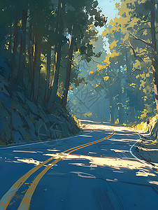 阳光公路蜿蜒的道路插画
