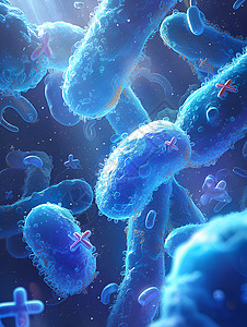 蓝色空气微观细菌插画插画