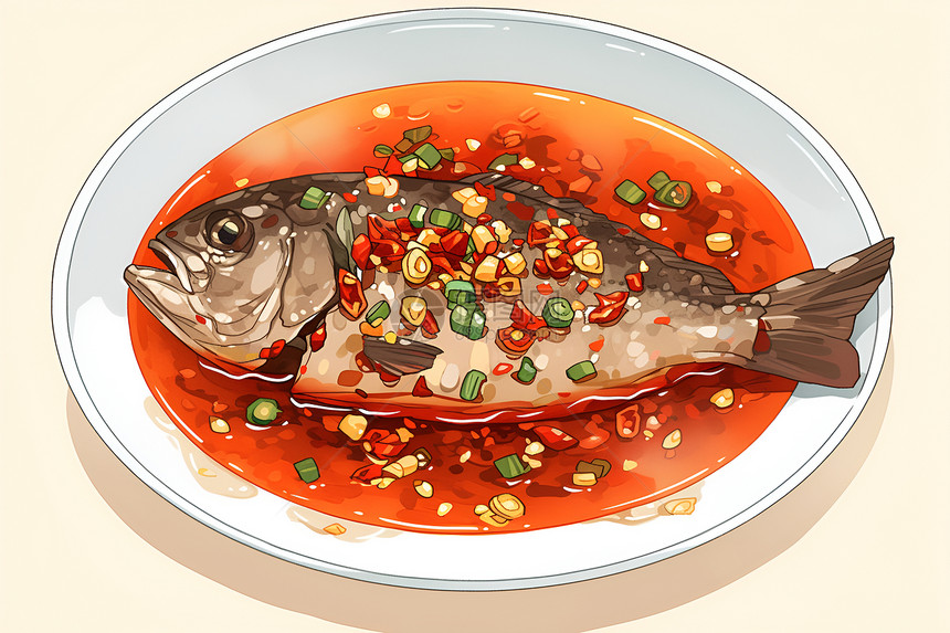 美味的鱼肉插画图片
