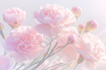 一束朵玫瑰一束粉色康乃馨插画