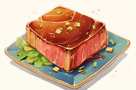 红烧肉插画可口美味可口的肉类插画