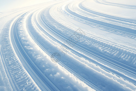 雪地足迹雪地上的车辙插画