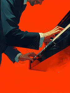 练钢琴弹琴的男人插画