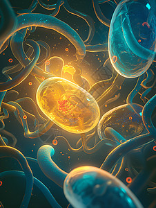 细胞真菌生物结构微观的细胞插画