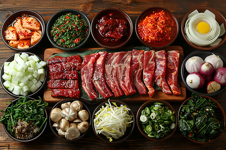 韩式美食素材韩式烧烤盛宴背景