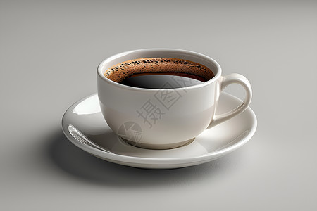黑咖啡在白瓷杯中高清图片