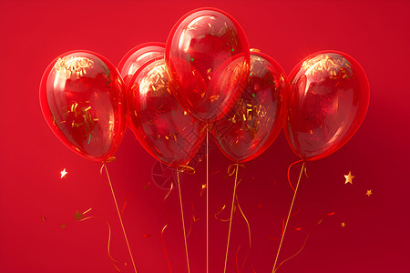 金粉世家红色气球上的金粉插画