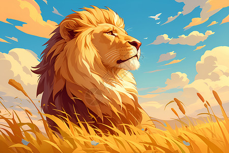 草原上的狮王背景图片