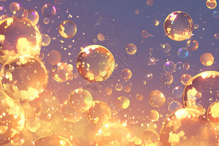 飞舞的泡泡飞舞的金色气泡插画