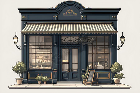 珠宝店橱窗阳光下的商店插画