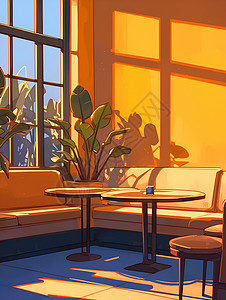江景住宅咖啡馆里的沙发插画