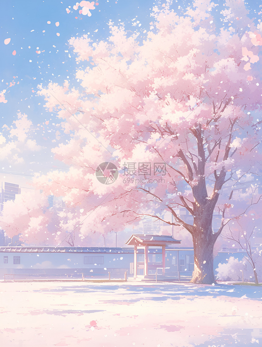 樱花树下绽放的神奇春天图片