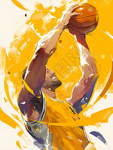 篮球球衣夺冠的篮球选手插画