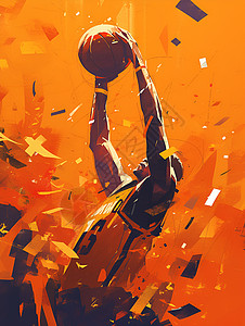篮球球衣胜利的庆祝插画