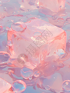 粉色的冰块背景图片