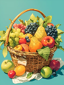 水果篮里的水果背景图片