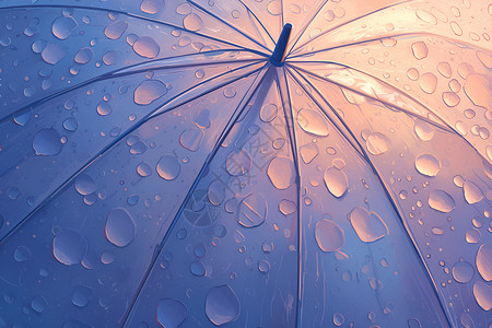 透明伞上的水滴背景图片