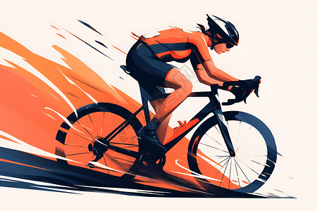 橙色背景下的自行车骑手高清图片