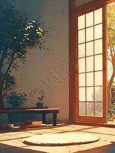 日式客厅里的坐垫背景图片