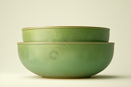 清新餐具清新绿色陶瓷碗插画