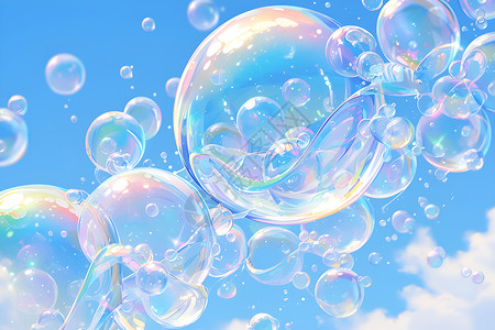 空气泡沫飘荡在空气中泡泡插画