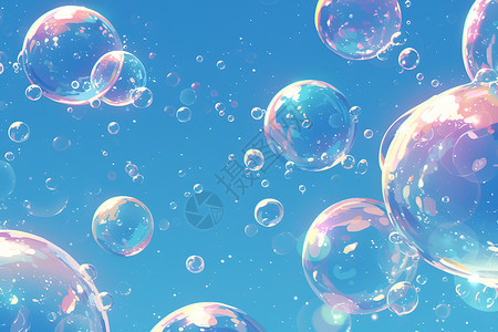 漂浮泡泡迎风飘舞的气泡插画