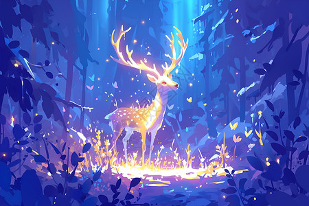 仙境中闪耀的鹿背景图片